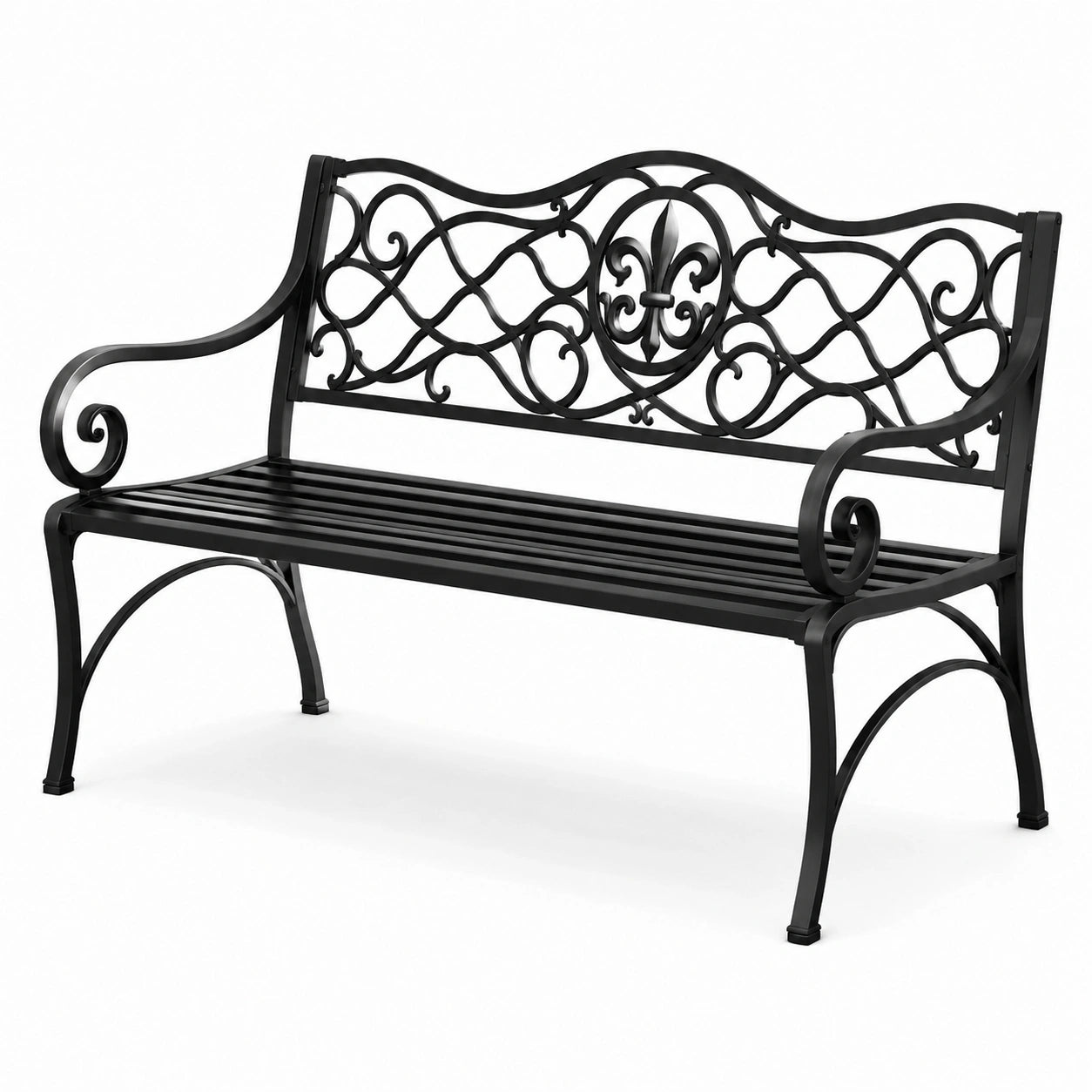Banco de hierro forjado negro 127x60x85 cm