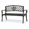 Banco de aluminio negro con motivo decorativo