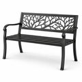 Banco de metal con respaldo decorativo de 127 cm