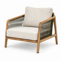 Sillón de madera y cuerda con cojín beige