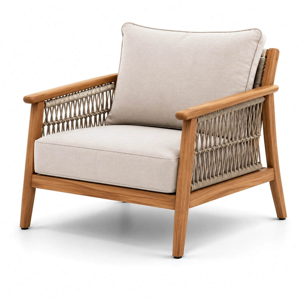 Sillón de Madera de Acacia con Cuerda Beige