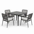 Conjunto de comedor de aluminio negro con cojines grises