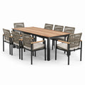 Conjunto de comedor de jardín de madera y metal para 8 personas