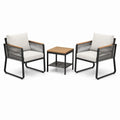 Conjunto de jardín de aluminio con sillas y mesa de acacia