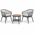 Conjunto de jardín de aluminio y ratán con mesa de madera