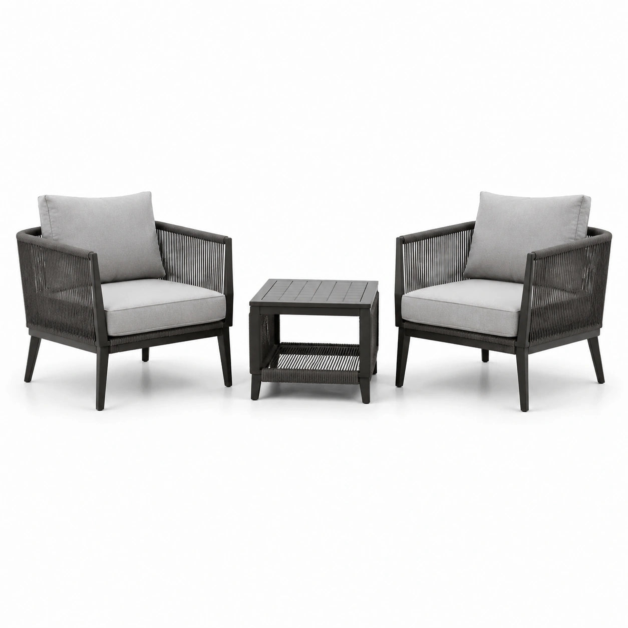 Conjunto de muebles de jardín de metal y poliéster