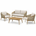 Set de jardín de madera de teca con cojines crema