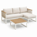 Conjunto de Sofá de Jardín de Aluminio y Teca Beige con Mesa de Centro