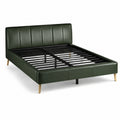 Base de cama de metal tapizada en cuero sintético verde 200x160 cm