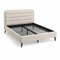 Cama Tapizada Beige 160x200 cm con Estructura de Madera y Metal